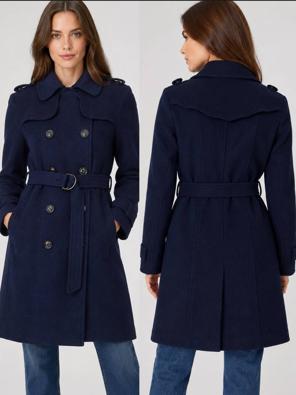 Burberry Navy Blue Peacoat Double Breasted Coat Women's 4